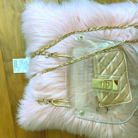 Handbags - Clear cross body with separate rose gold wallet